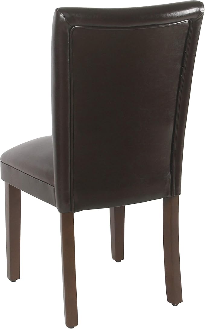 HomePop Parsons Upholstered Accent Dining Chair, Set of 2, Dark Brown Faux Leather