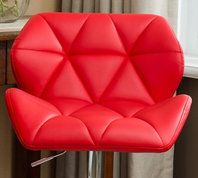 Roundhill Furniture Glasgow Contemporary Tufted Adjustable Height Hydraulic Red Bar Stools, Set of 2