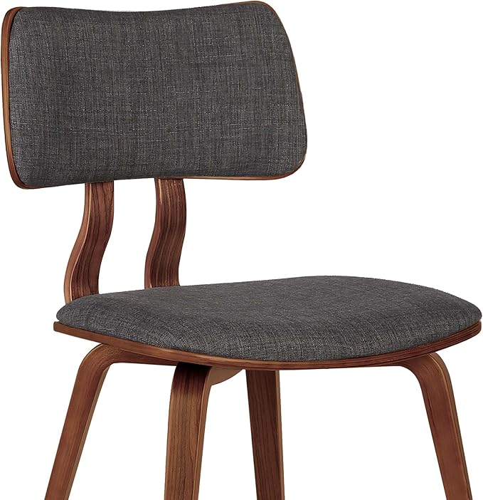 Armen Living Jaguar Dining Chair in Charcoal Fabric and Walnut Wood Finish,Charcoal/Walnut Finish 20D x 18W x 29H in