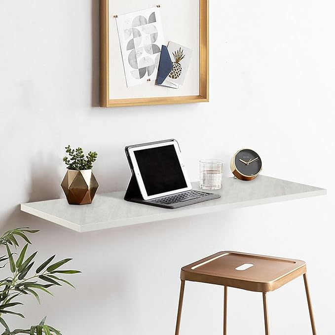 Kaboon Universal Tabletop 40"x18", Solid One-Piece Melamine Table Top, Floating Desk DIY, Home and Office,Sea Salt/White