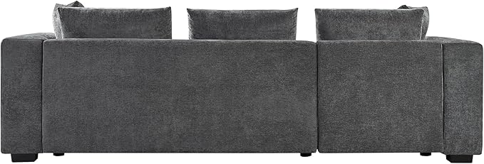 Ball & Cast Modular L-Shaped Sectional Sofa with Storage - 93.7" Chenille Fabric Couch, Deep Seating & Matching Pillows, Modern Living Room Furniture,Gray