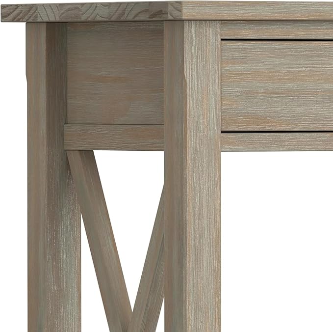SIMPLIHOME Kitchener Console Table - 47 Inch Wide Solid Wood Sofa Table in Distressed Grey, Contemporary Storage Table for Entryway or Living Room with 2 Drawers, Bottom Shelf, and X-Design Sides