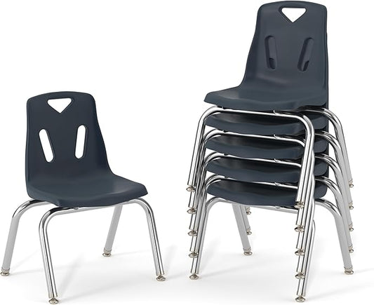 Berries Jonti-Craft 8148JC6112 Stacking Chairs with Chrome-Plated Legs, 18" Height, Navy, Pack of 6