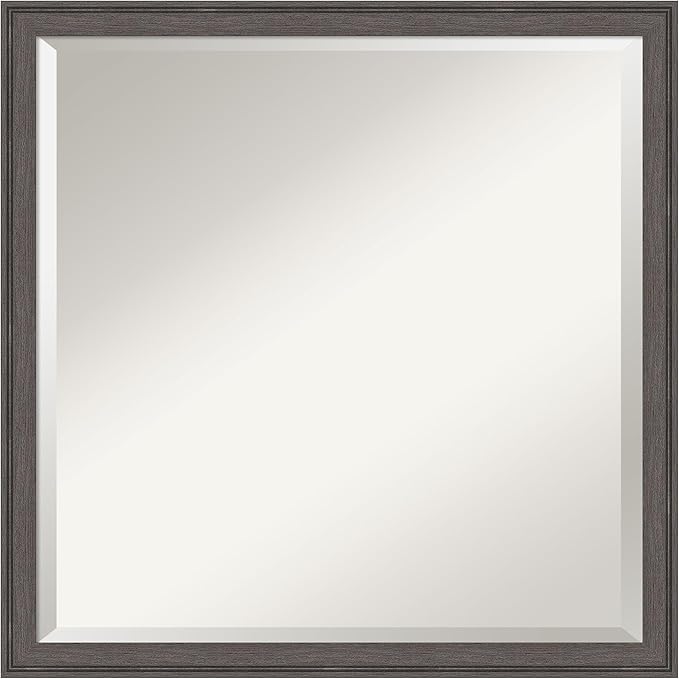Amanti Art Silver Bathroom Mirror for Over Sink, 22x22 Florence Pewter Square Vanity Mirror, Medium Casual Frame, Hangs Horizonally and Vertically, Bathroom Wall Decor, Beveled Edge from WI, USA