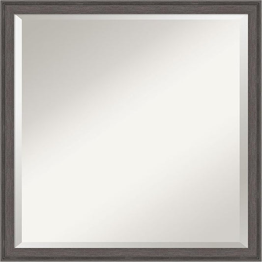 Amanti Art Silver Bathroom Mirror for Over Sink, 22x22 Florence Pewter Square Vanity Mirror, Medium Casual Frame, Hangs Horizonally and Vertically, Bathroom Wall Decor, Beveled Edge from WI, USA