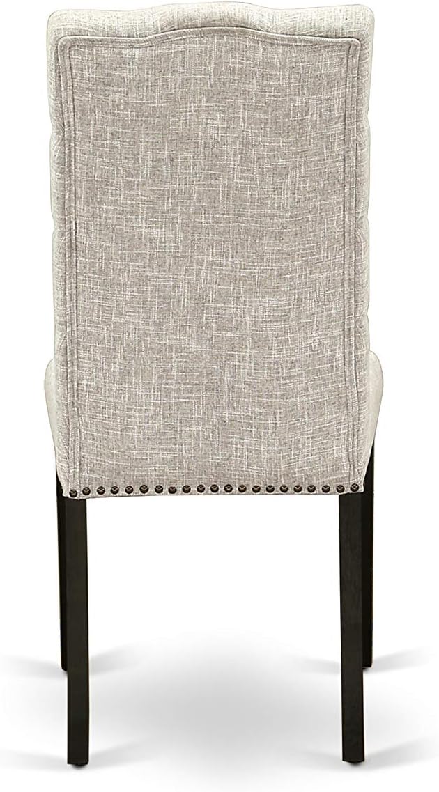 East West Furniture X697EL635-7 7 Piece Dining Room Furniture Set Consist of a Rectangle Dining Table with X-Legs and 6 Doeskin Linen Fabric Upholstered Chairs, 40x72 Inch, Multi-Color