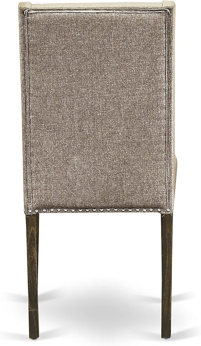 East West Furniture X797FL716-6 6 Piece Dining Table Set Contains a Rectangle Kitchen Table with X-Legs and 4 Dark Khaki Linen Fabric Parson Chairs with a Bench, 40x72 Inch, Multi-Color