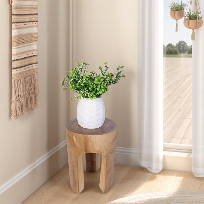 Athaliah Wood Side Table Stump, 15.75" H Rustic End Table Stool, Round Wooden Tree Stump for Garden Patio Lawn Home Decor