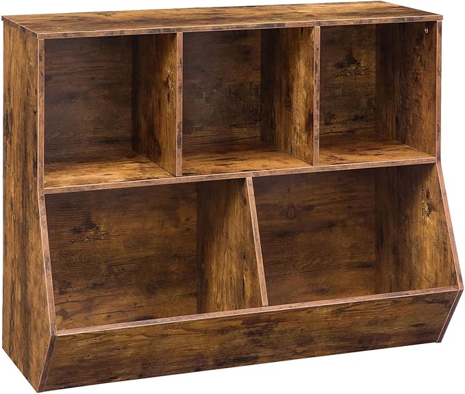 HOOBRO Kids Bookshelf, Bookcase Footboard, Toy Storage Cubby, 35.4" L Children's Toy Shelf, Toy Storage Cabinet, Fit for Children's Room, Playroom, Hallway, Kindergarten, Rustic Brown BF32CW01