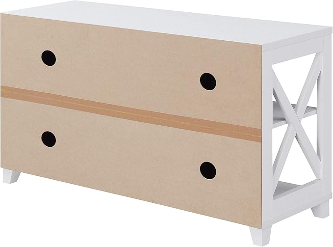 Convenience Concepts Oxford Deluxe 2 Drawer TV Stand with Shelves for TVs up to 55 Inches, White