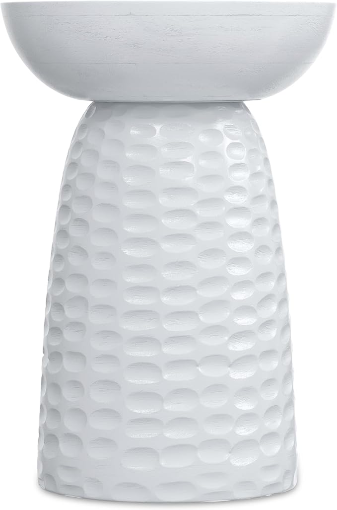 SIMPLIHOME Boyd 13-inch Wide Solid Mango End Table in White, Contemporary-Style Accent Table for Living Room, Bedroom, or Family Room, Assembled