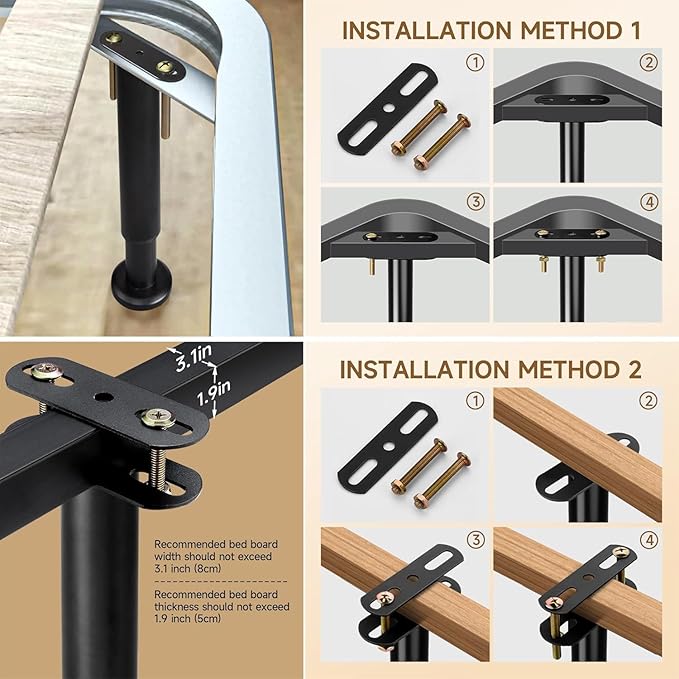 4 Pcs Adjustable Bed Frame Center Support Legs, Heavy Duty Cold Rolled Steel Bed Slat Support Legs With Wider Base, Bed Frame Leg Replacement, Furniture Support Reinforcement Kit, Height 13.8‘’-23.6‘’