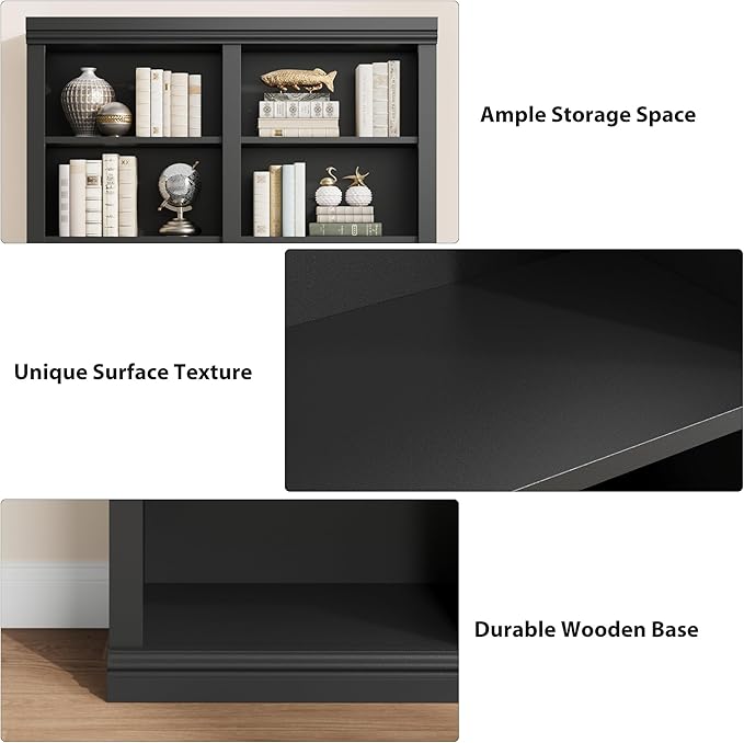 74.5" Tall Bookshelf with Double Storage, Extra Large Bookshelf, 6-Tier Double Wide Bookshelves w/ 12 Cubbies, Wide Freestanding Bookcases for Livingroom Office Library (Black)
