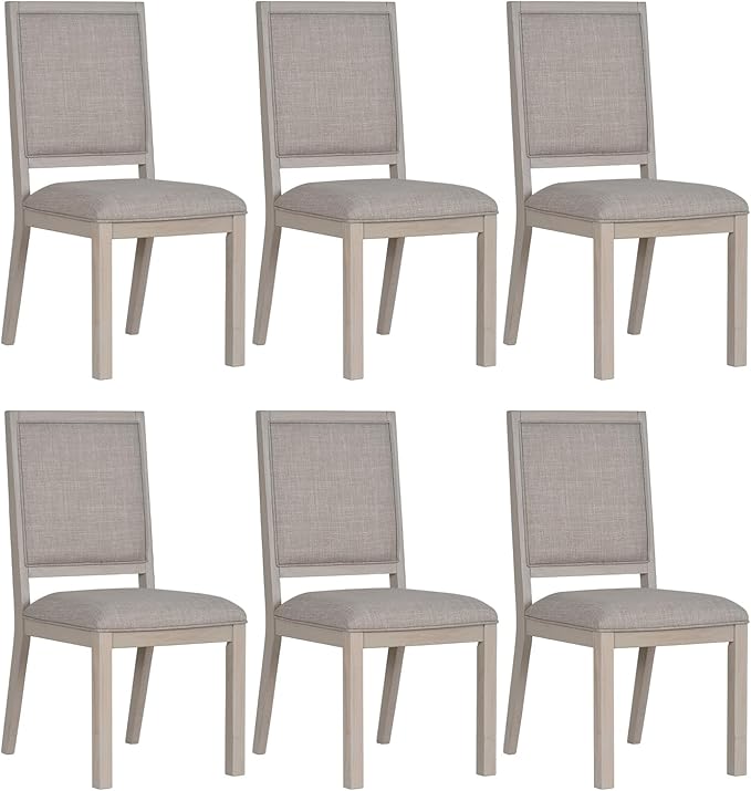 COLAMY Modern Rectangular Dining Table Set, 60" L x 36" W x 30" H, Brown+Ivory