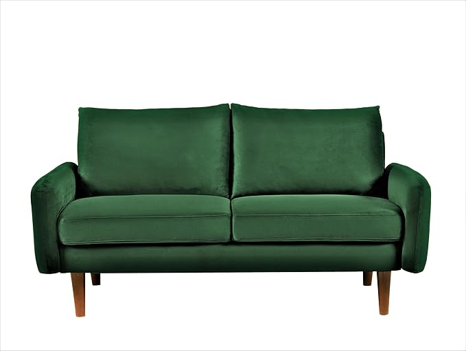 Container Furniture Direct Kent Velvet Loveseat Sofa for Modern Living Rooms and Compact Spaces, Comfy 2 Seater Couch Studio Apartment Furniture with Sleek Design, Green