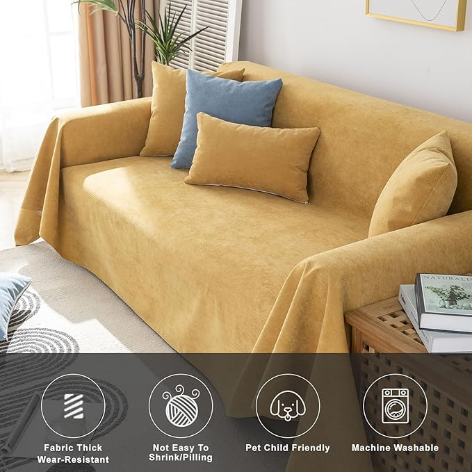 STACYPIK Waterproof Ginger Couch Cover for Sectional, Loveseat Covers, Futon Cover, L Shaped Cover, Anti-Cat Scratch Furniture Protector for 2 Cushion Couch，Washable Pets Protector Sofa Cover-71X90IN