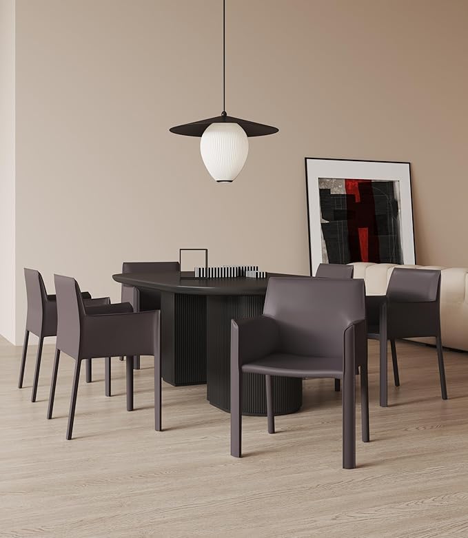 Manhattan Comfort Vogue Modern Faux Leather Dining Chairs, Metal Frame, Comfortable Padded Seat, Fully Assembled Armchair Accent Furniture, Set of 1, Grey