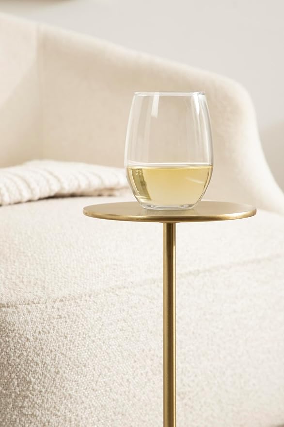 Kate and Laurel Hersi Decorative Modern Pedestal Drink Table; 7 x 7 x 20; Gold; Cast Aluminum Mini Table with Teardrop Base for Use as Small Plant Stand or Living Room Martini Table