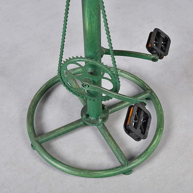 Topower Vintage DIY Bar Stool Bicycle Chain Iron Pedal Retro Industrial Height Adjustable Bicycle Wheel Design bar Chair Set of 2 Antique Green