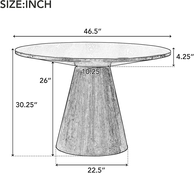 ERYE Contemporary Wooden Round Dining Table, More Decorative Rubber Wood Diningtable for Living Space