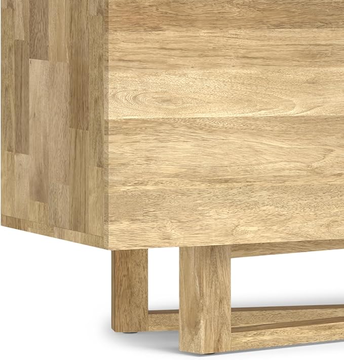 SIMPLIHOME Harrow Solid Mango Wood 60 inch Wide Contemporary Modern TV Media Stand in Natural for TVs up to 65 inches for The Living Room and Entertainment Center