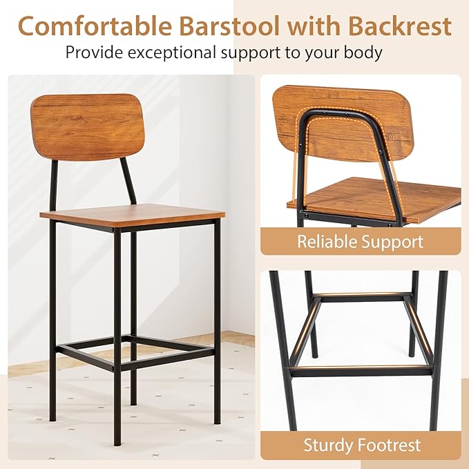 Tangkula Counter Height Dining Table Set, Bar Table and Chairs, Pub Table and Chairs Set of 4, Space-Saving Dinette Set for Breakfast Nook