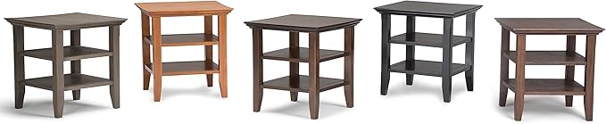 SIMPLIHOME Acadian SOLID WOOD 19 inch Wide Square Transitional End Table in Light Golden Brown for the Living Room and Bedroom