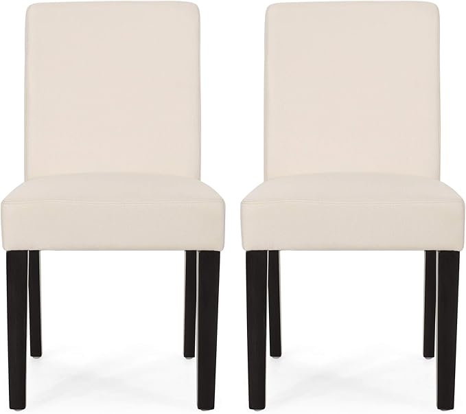 Christopher Knight Home Sidney Contemporary Upholstered Dining Chair (Set of 2), Beige + Espresso