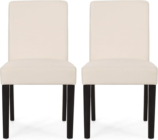 Christopher Knight Home Sidney Contemporary Upholstered Dining Chair (Set of 2), Beige + Espresso