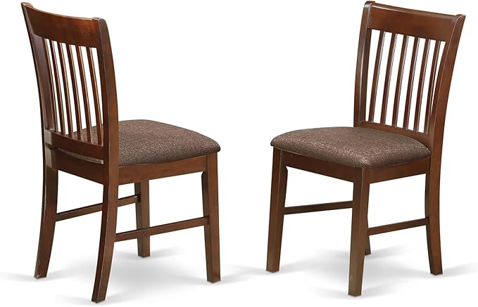 East West Furniture MZNO3-MAH-C 3 Piece Dinette Set for Small Spaces Contains a Rectangle Dining Table with Dropleaf and 2 Linen Fabric Dining Room Chairs, 36x54 Inch, Mahogany