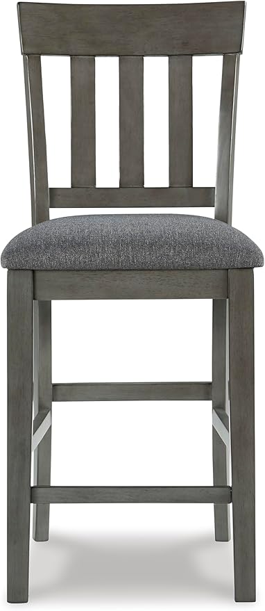Signature Design by Ashley Hallanden Modern Farmhouse 25.75" Counter Height Upholstered Barstool, Set of 2, Dark Gray