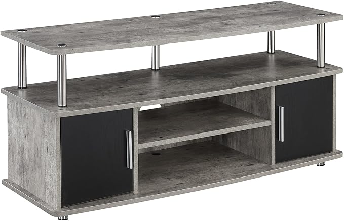 Convenience Concepts Designs2Go Monterey Stand Family Entertainment Center with Storage Cabinets and Shelves, Modern TV Console for Living Room, Office, 47.25", Faux Birch/Black