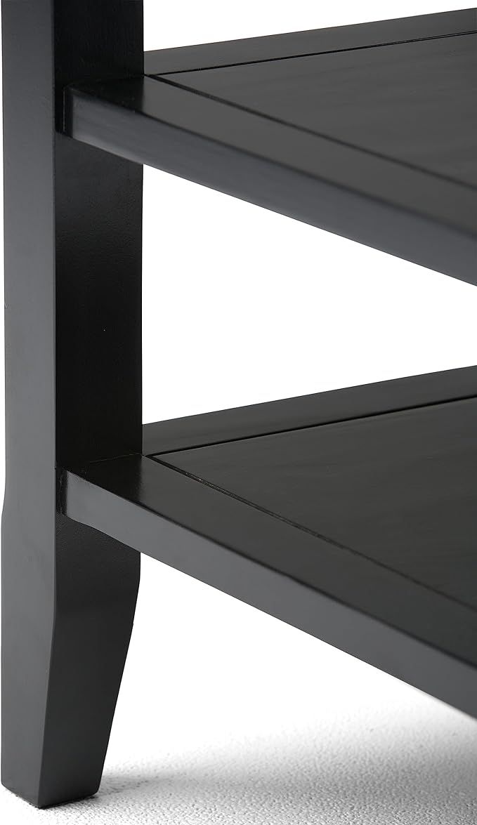 SIMPLIHOME Acadian SOLID WOOD 19 inch Wide Square Transitional End Table in Black for the Living Room and Bedroom