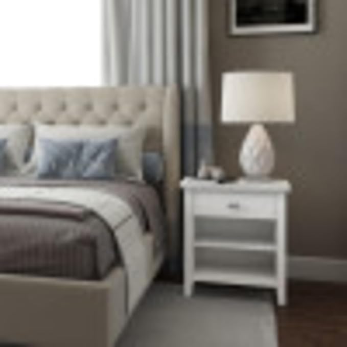 SIMPLIHOME Artisan SOLID WOOD 24 inch Wide Transitional Bedside Nightstand Table in White for the Living Room and Bedroom