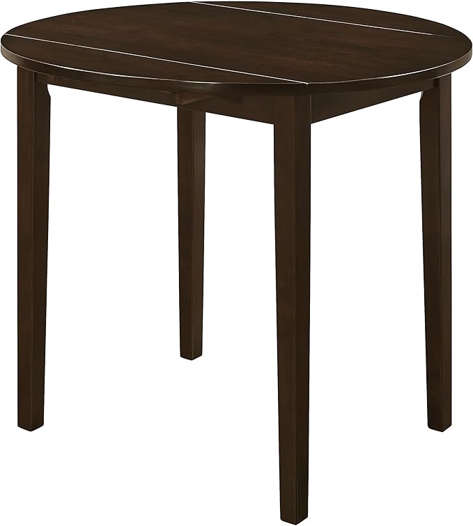 Coaster Home Furnishings 3-Piece Round Wood Dining Room Set Drop Leaf Extension Table Ladder Back Side Chairs Upholstered Seat Cushions Cappuccino and Tan 130005