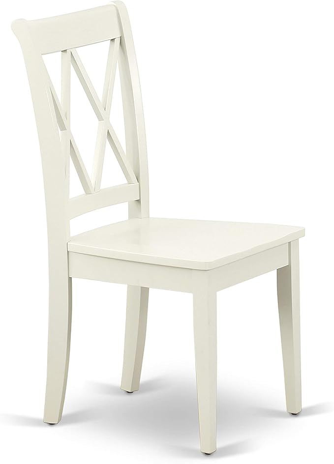 East West Furniture HBCL3-LWH-W 3 Piece Dinette Set for Small Spaces Contains a Round Dining Table with Pedestal and 2 Dining Chairs, 42x42 Inch, Linen White