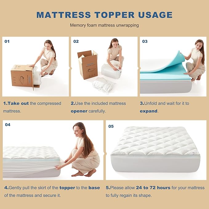 Bedlore 4-Inch Twin XL Mattress Topper for Back Pain - Dual Layer Medium Support (2" Gel Memory Foam + 2" Cooling Fluffy Pillow Top Pad), Breathable & Pressure Relief (Gray)