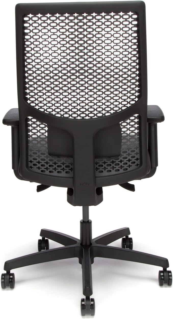 HON Ignition 2.0 ReActiv Ergonomic Office Chair, Standard Synchro-Tilt Recline, Breathable Flex Back, Swivel Wheels, Comfortable Desk Chair for Long Hours, Black Frame, Black