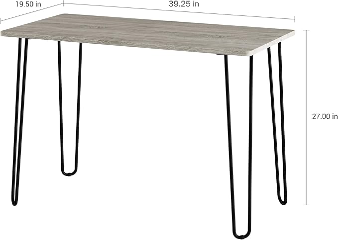 Desk with Hairpin Legs - Modern Industrial Style Home Decor - Woodgrain-Look and Steel Accent Home Office Furniture by Lavish Home (Gray)
