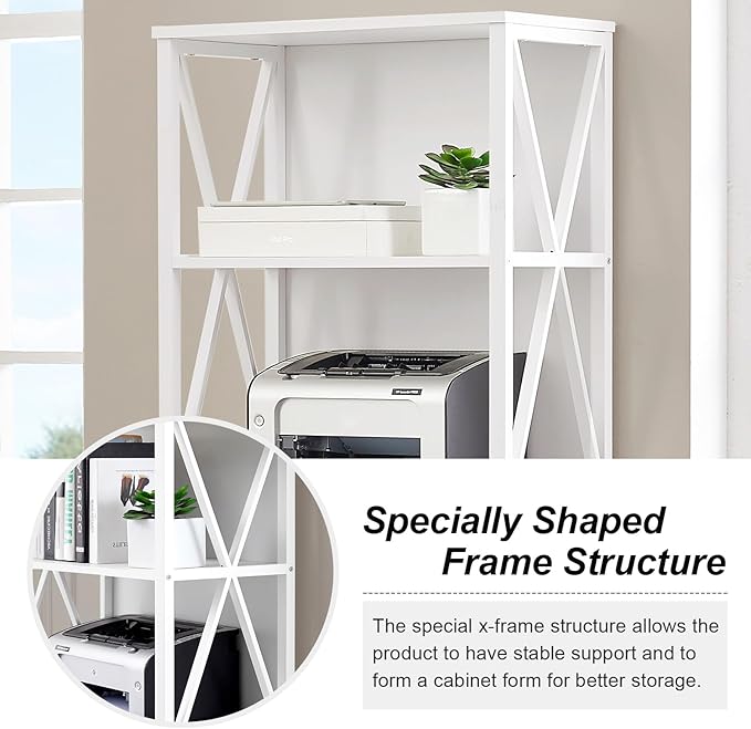 HOMISSUE Tall Bookshelf, 6-Tier Book Shelf, Rustic Wood Metal Bookshelves and Bookcases, Freestanding and Industrial Open Bookcase for Home Office, Living Room and Bedroom, Vintage, White