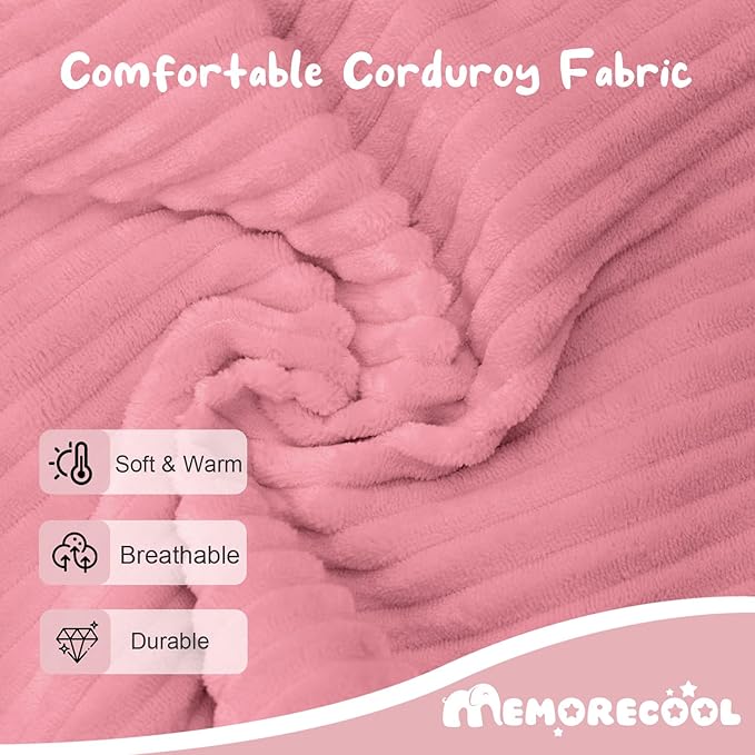 MeMoreCool Kids Couch for Playroom, Corduroy Convertible Toddler Couch, 8 Piece Modular Play Sofa, Foam Fort Building Set for Child Room Furniture, Pink