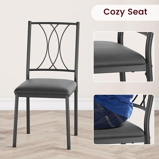 GAOMON Dining Table Set for 4, Rectangle Kitchen Table with 4 Upholstered Chairs Set for 4, 5-Piece Compact Apartment Kitchen & Dining Room Set Furniture for Small Spaces, Space-Saving, Rustic Gray