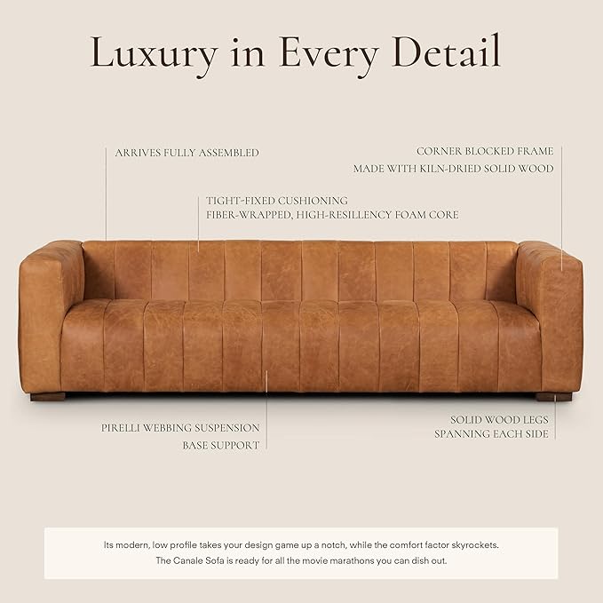 POLY & BARK Canale 99" Sofa in Cognac Tan