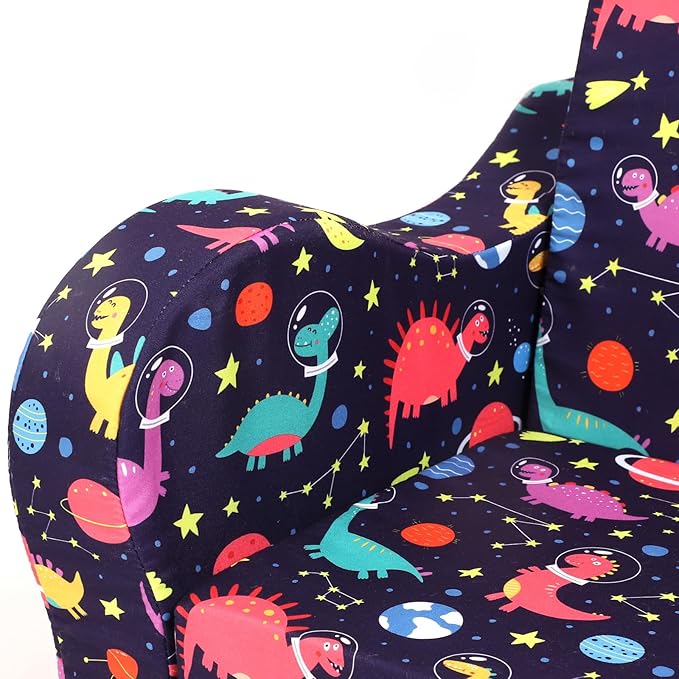 Dinosaur Kids Sofa, 2-in-1 Kids Couch Fold Out, Convertible Sofa to Bed for Girls and Boys