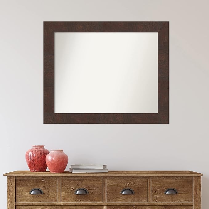 Amanti Art White Bathroom Mirror for Over Sink, 26x32 Wedge White Rectangle Vanity Mirror, Large Modern Frame, Hangs Horizonally and Vertically, Bathroom Wall Decor, Non-Beveled Edge from WI, USA