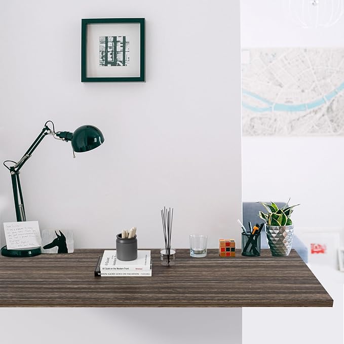 Kaboon Universal Tabletop 40"x18", Solid One-Piece Melamine Table Top, Double L-Desk Floating Desk DIY, Home and Office,Eucalyptus