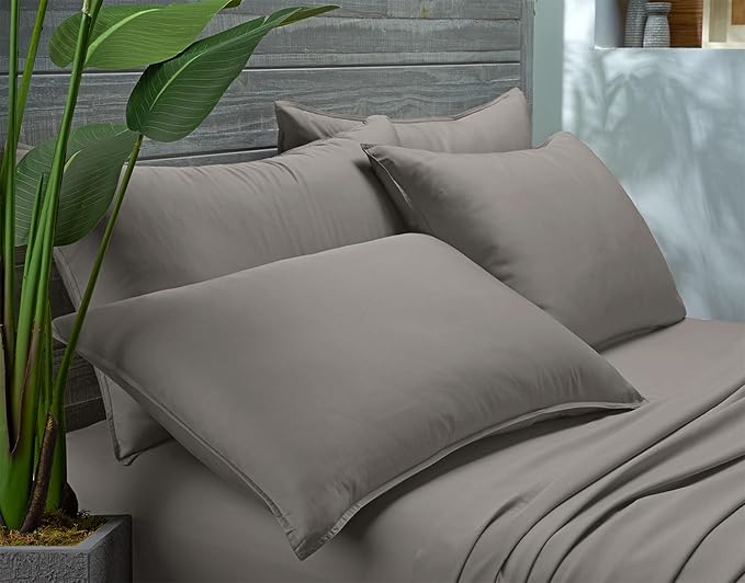 Twin Sheets by Pure Bamboo, Genuine 100% Organic Viscose Derived from Bamboo Bed Sheet Set, Luxuriously Soft & Cooling, Double Stitching, Lifetime Quality Promise (Twin, Graphite)