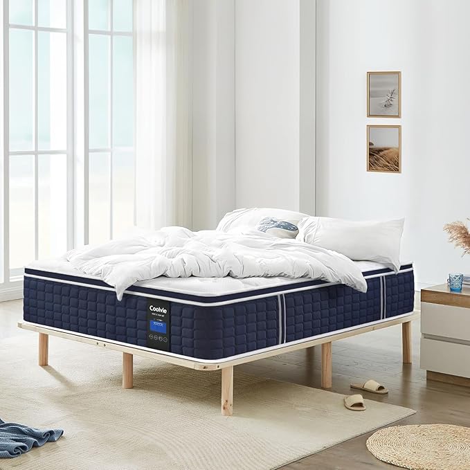 Coolvie Twin Mattress in a Box, Gel Memory Foam Mattress 14 Inch Euro Top Medium Plush Twin Size for Cloud-Like Sleep, Individual Pocket Springs with CertiPUR-US Certified Foam for Pressure Relief
