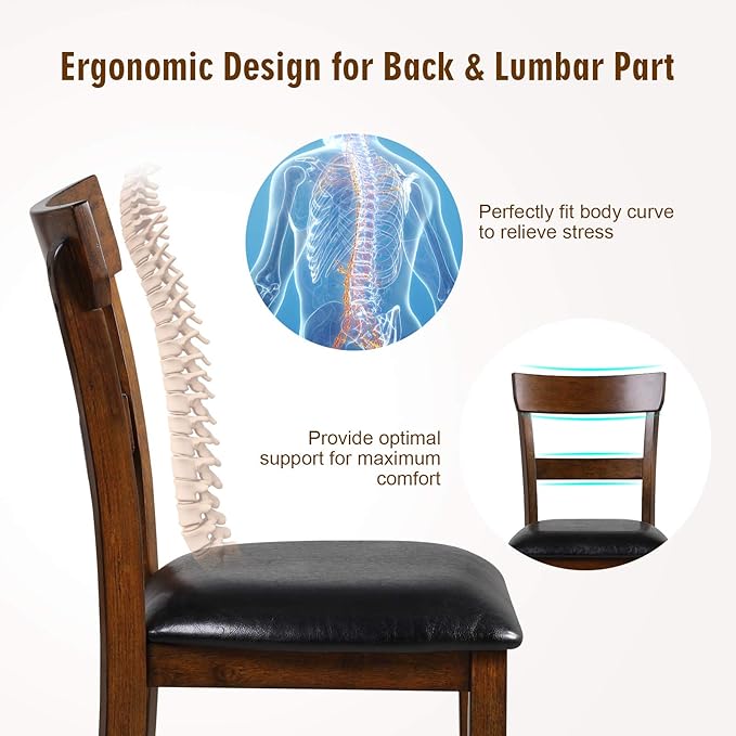 COSTWAY Bar Stools Set of 2, 25.5-Inch Counter Height Chair with Backrest, Foam-Padded Cushion, Rubber Wood Legs, Wooden Vintage Dining Chair for Bistro, Living Room, Kitchen, Brown and Black