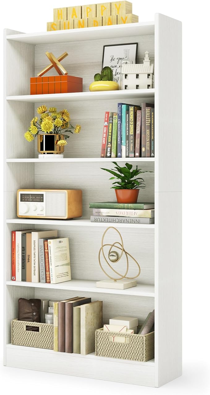 Tribesigns 72-inch Tall Bookcase, Modern 6-Tier White Library Bookshelf with Storage Shelves, Large Open Bookcases Wood Display Shelving Unit for Bedroom Living Room Office